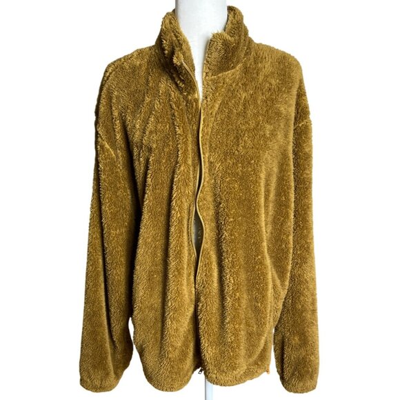 Forever 21 Jacket Teddy Fleece Brown Full Zip Cozy Autumn Layers Unisex Mens XXL - Picture 1 of 9